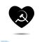 The heart icon. Symbol love. Valentine s Day. The hammer and sickle. Flat style for graphic and web design, logo. Black as coal. F