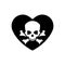 Heart icon. A symbol of love. Valentine s day with the sign of the Human skull and crossbones. Flat style for graphic and web desi