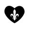 The heart icon. A symbol of love. Valentines Day. Fleur-de-lys, Heraldic Lily. Graphic and web design, logo. Vector monochrome. Ro