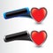 Heart icon on tilted blue and gray banners