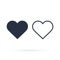 Heart Icon Vector. Outline and full hearts. Love symbol.