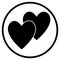 Heart icons in black circle