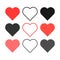 heart icons, concept of love, linear icons thin grey line