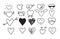 Heart Icons Set hand drawn vector line art cute illustrations