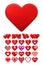 Heart icons set. Stylize trendy design.