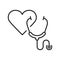 Heart Illness Diagnosis Medical Tool Pictogram. Stethoscope Line Icon. Doctor's Instrument for Pulse Examination