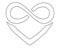 Heart and infinity - polyamory sign - vector linear illustration for coloring pages, icons or pictograms. Outline. A sign of heart