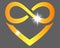 Heart with infinity sign - polyamory symbol - vector full color illustration. The golden sparkling sign of infinity and heart is a
