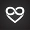 Heart infinity symbol icon on black background for graphic and web design, Modern simple vector sign. Internet concept. Trendy