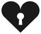 Heart with key hole. Love lock black symbol