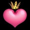 Heart king queen princess pink golden crown
