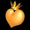 Heart king royal queen love golden crown side view. Lucky love