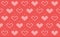 Heart Knit Pattern Vector, White Love Embroidery on Light Red Background, Cross Stitch Love Valentine Design