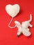Heart of knitting with cute felt mouse