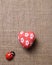 Heart and ladybug on the fabric