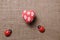 Heart and ladybug on the fabric