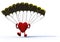 Heart that is landing with parachute