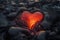 Heart lava in the volcanic rock is a romantic fire, Generative AI