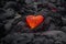 Heart lava in the volcanic rock is a romantic fire, Generative AI