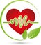 Heart and leaves, nature and health logo