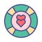 Heart with lifesaver Isolated Vector icon that can be easily modified or edited