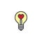 Heart in a light bulb filled outline icon