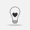 Heart Light bulb flat icon with shadow