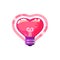 Heart lightbulb, flat design style.
