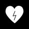 Heart with lightning solid icon. Heart with lightning bolt vector illustration isolated on black. Defibrillator glyph