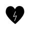 Heart with lightning solid icon. Heart with lightning bolt vector illustration isolated on white. Defibrillator glyph