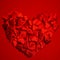 A heart lined with red hearts on a red background. Postcard. Valentine's Day. Mothers Day. March 8th.