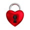 Heart lock isolated white background