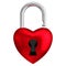 Heart lock isolated white background