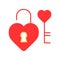 Heart lock with key vector icon. Love and Valentine Day concept