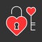 Heart lock with key vector icon. Love and Valentine Day concept