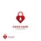 heart lock logo design, love icon combine with padlock logo concept