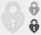 Heart Lock Vector Mesh Network Model and Triangle Mosaic Icon
