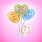 Heart lollipop candies vector illustration.