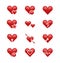 Heart love emoji, emoticons vector set