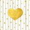 Heart Love Gold Watercolor Texture Paint Stain. Vector greeting card