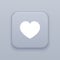 Heart, love, gray vector button with white icon