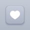 Heart, love, gray vector button with white icon on gray background