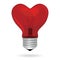 Heart love light bulb vector isolated object.