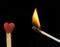 Heart love matches just be burn by amor fire eros igniting  cupid 14 february background