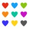 Heart love. Multicolor wedding symbols, hearts card. Romance elements. Valentines day vector icons