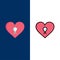 Heart, Love, Romance, Patient  Icons. Flat and Line Filled Icon Set Vector Blue Background