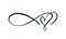 Heart love sign logo. Infinity Romantic symbol wedding. Design flourish element for valentine card. Vector banner