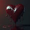 Heart love symbol drenched in blood on a black background Generative AI