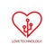 Heart love - technology concept design. Stock illustration