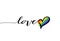 Heart, love text symbol, abstract love and life rainbow heart